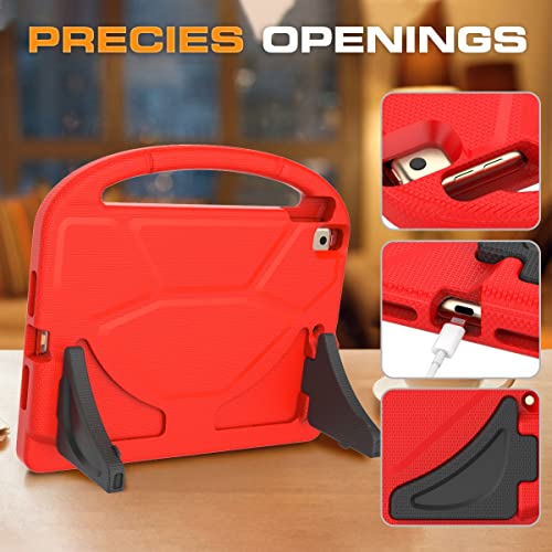 Image of Kids Case for iPad 9th /8th /7th Generation, iPad 10.2 Kids Case with Built-in Screen Protector, Durable Shockproof Handle Stand Protective Cover for iPad 10.2 Inch 2021 /2020 /2019, Red