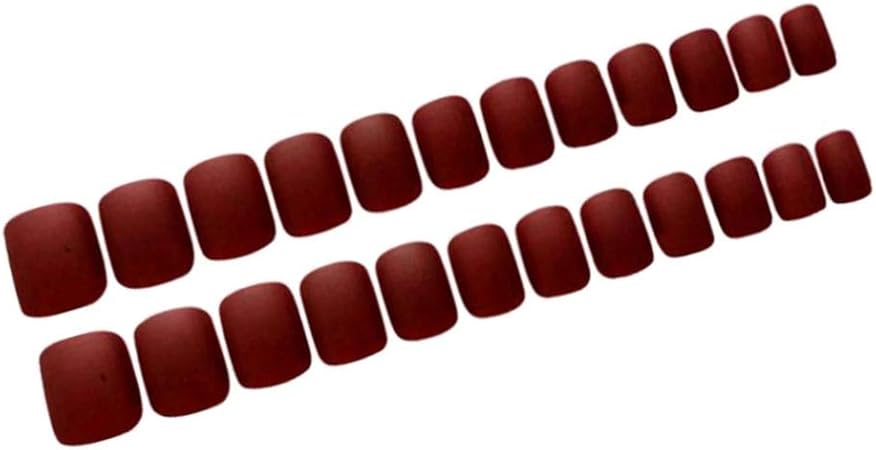 Amazon スクエア ネイルチップ ショート 両面テープ つけ爪 付け爪 ネイルデザイン 作成 材料 約24個入り 全3色 ワインレッド Dynwave ネイルチップ 通販