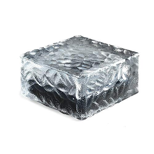 Frosted Glass Brick Paver Garden Light(1 unit ), 4 LED, IMAGE Waterproof Ice Cube Rocks Solar light for Outdoor Path Road Square Yard, Warm White