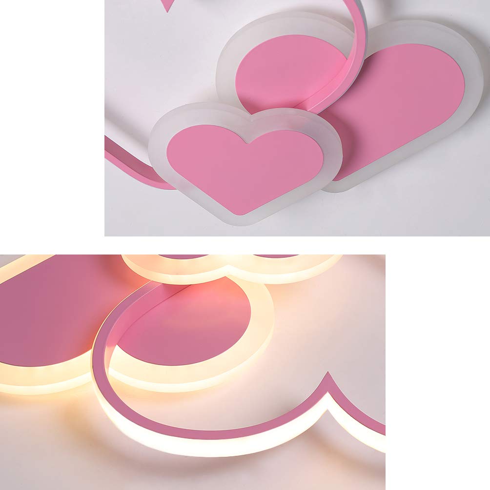 Plafonnier LED Enfant En Forme De Cœur - Dimmable Avec Télécommande - 42W 3000-6000K - Dimensions 52x35 Cm - Rose/Blanc