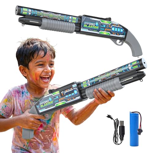 Image of Mirana Hydro Blaster - Electronic Water Toy Gun for Kids - Powerful Spray, Easy Refill & Rechargeable Battery - 2 Trigger Modes - for Pool, Beach & Outdoor Parties - for Boys & Girls 4+ Years (Black)