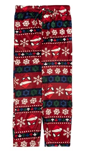Marvel Comics Spiderman Holiday Stripe Lounge Pants, Red