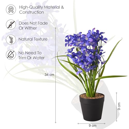Kuber Industries Artificial Plant|Plants for Office Desk|Natural Looking Flower Plants|Decoration Artificial Flowers Pot|Plants Pot for Home|Two Forked Spring Jasmine Bonsai with Leaves|Multicolor - Image 3