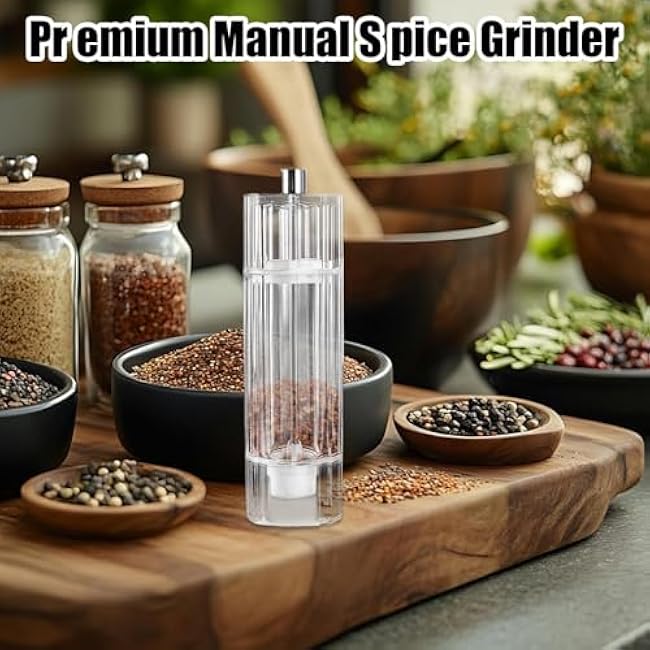 Salt Grinder - Manual Adjustable Sea Salt Grinders for Peppercorn, Garlic, Seasoning with Grinding Function for Kitchen, Home, Food Prep, Grill, BBQ, Sushi, Camping, 1 Piece