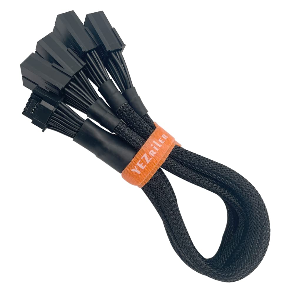 YEZriler PCIe 5.0 Extension Cable, 16 Pin(12+4) to 4X 8 Pin Female GPU 12VHPWR Cable Compatible with GPU 3090Ti RTX 4080 4090 13.6-inch(34.5cm)