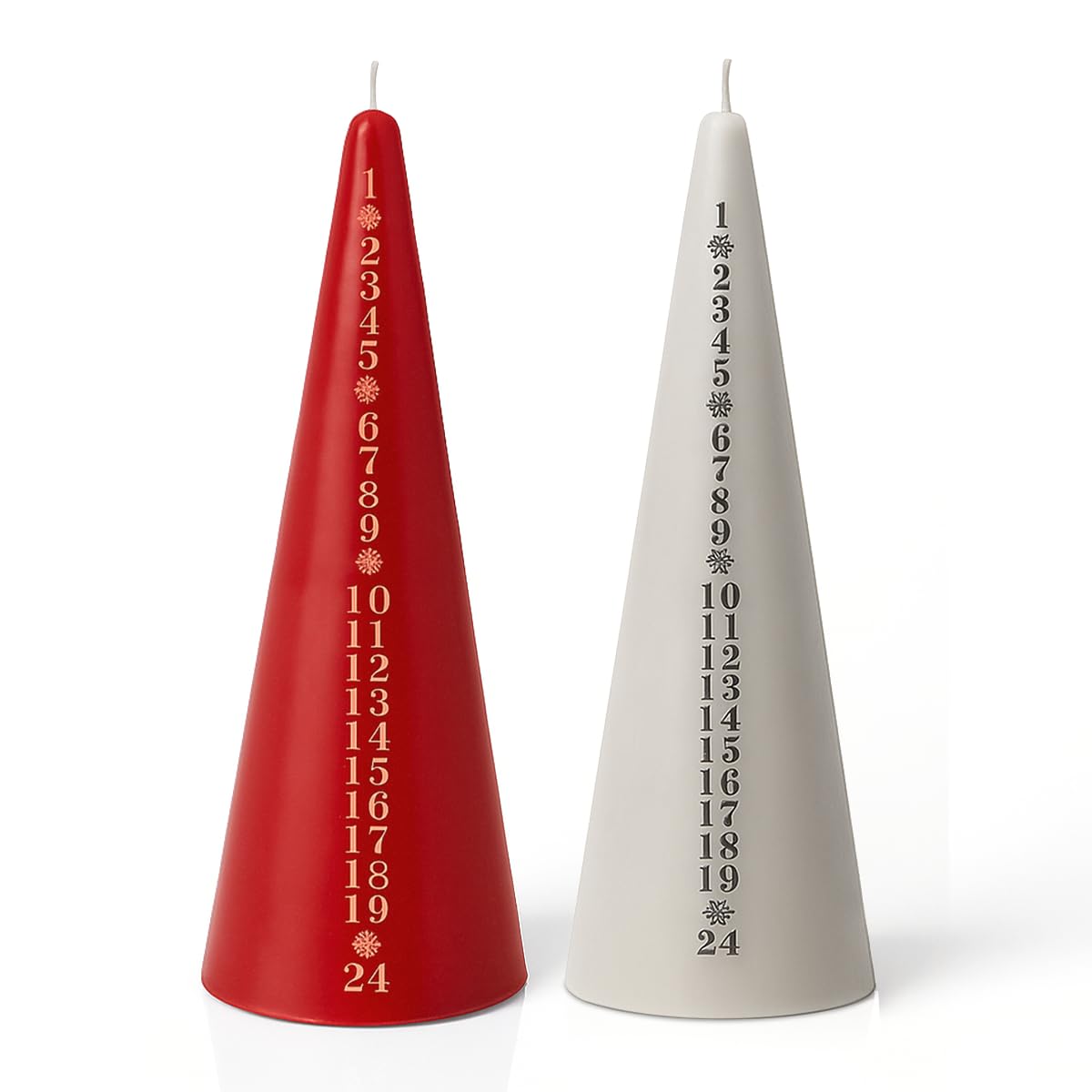 Zopper Bundle Advent Candle Advent Pyramid Christmas Candle - Red And Ivory 24 Day Taper Christmas Countdown Numbered Candle