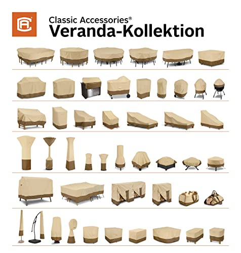 Classic Accessories Veranda wasserabweisende Abdeckung für rundes Gartentisch & Stühle-Set, Pebble/Bark/Earth (238cm… – Bild 6
