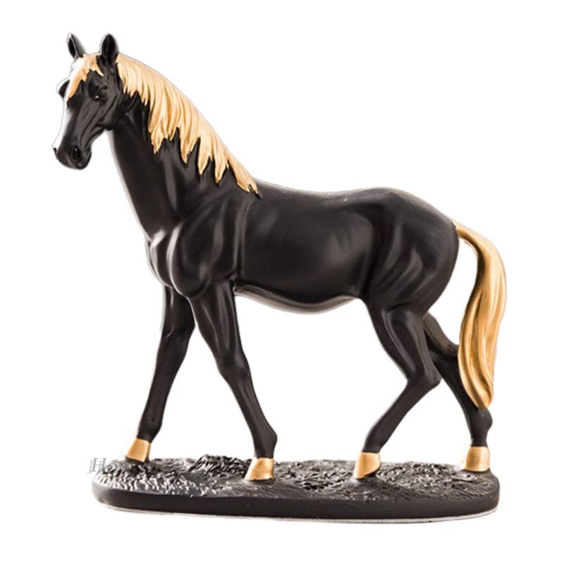 Image of AUGEN Polyresin Black Horse Idol Statue Showpiece for Home Decor Decoration and Gifting (1 Piece, 8105B)