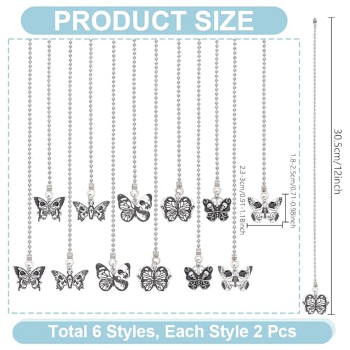 HOBBIESAY 6 Styles 12Pcs Butterfly Ceiling Fan Pull Chain 33.8cm Decorative Fan Pull Chain Pendant Extension Ceiling Fan Danglers Ornaments for Light Lamp Home Decoration - Image 2