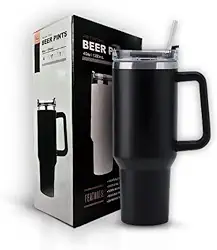 Copo Térmico Grande 1200 Ml Canudo Inox Parede Dupla Cor preto