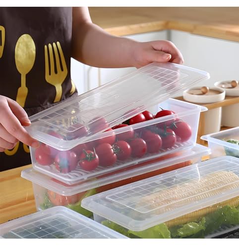 Image of Satpurush Fridge Storage Containers Set of 4 | BPA Free Plastic Food Boxes with Lid | Stackable Refrigerator Organizer for Vegetables, Fruits & Meal Prep
