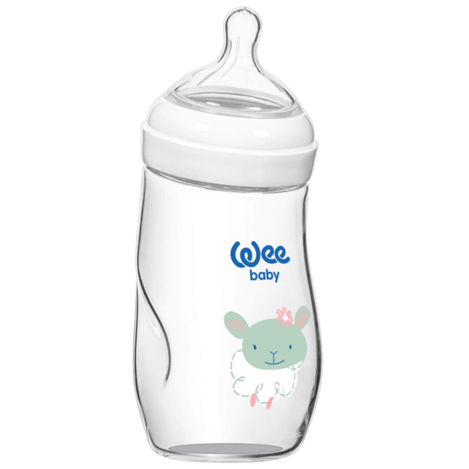 Wee BabyNatural Curved Glass Feeding Bottle, 260 ml Capacity