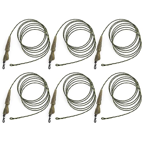 Alwonder 6pcs Carp Fishing Rigs Ready-Tied with Safety Clip, Sleeve