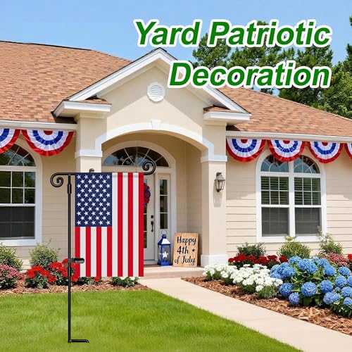 Image of HOOSUN Garden Flag Stand,Sturdy Garden Flag Holder Pole for Outside House,Yard Flags Holder with one Tiger Clip,Yard Banner Pole for Holiday Flags Decorations Outdoor Lawn (2 Pack）
