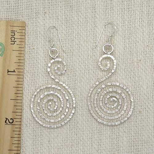 Sterling Silver Handmade Hammered Shinny White Spiral Earrings Silver S-Shape Spirals4