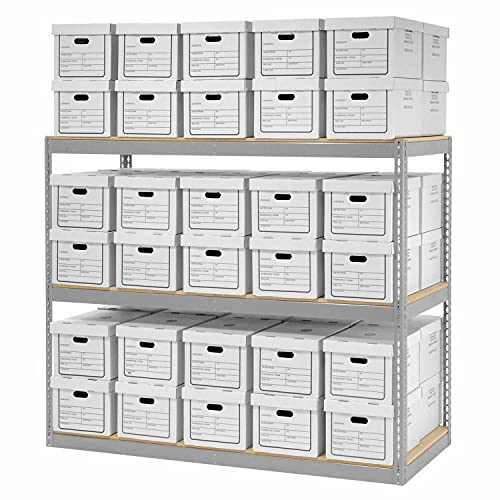 Global Industrial Record Storage Rack with 60 Boxes, 72