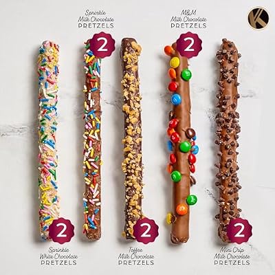KREMERY Creamy Chocolate Cravings - Mothers Day Treats, Chocolate Covered Pretzel Rods Gift Basket with Candied Toppings (8 Pretzels) Sweet Treats in Clear Tube Kosher
