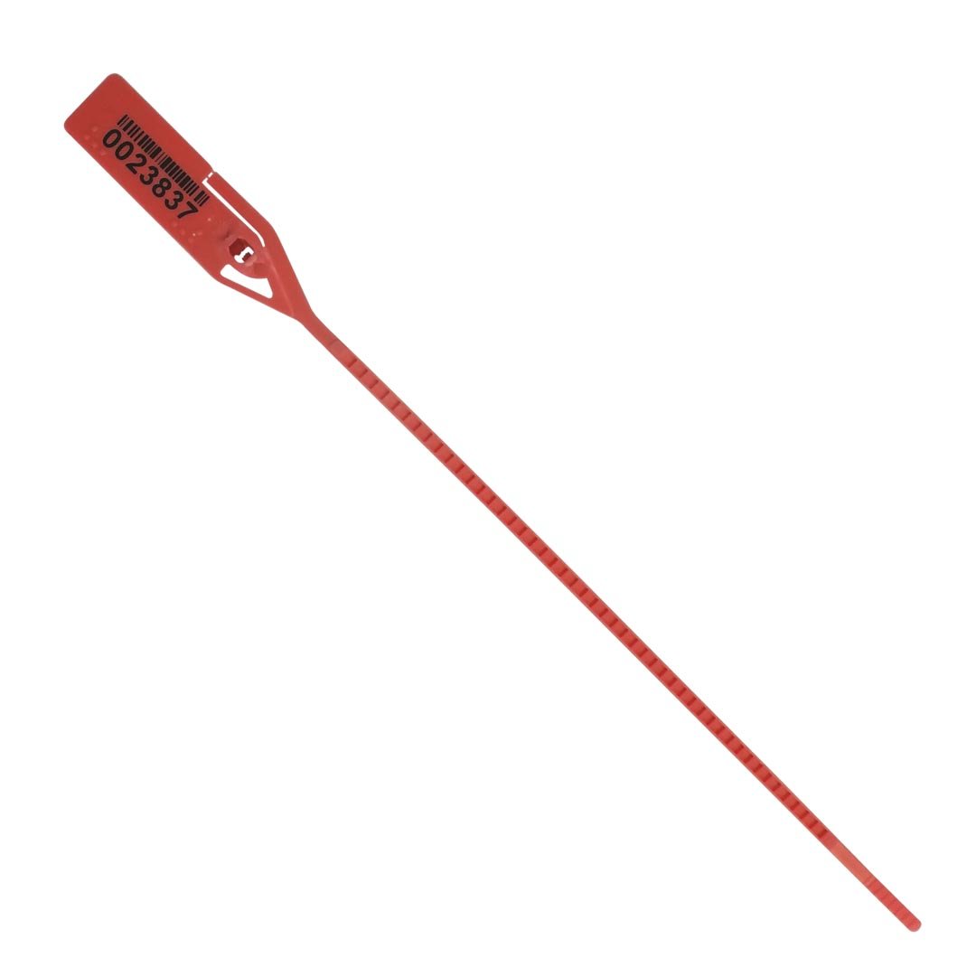ELC SECURITY SEALSRIPLOCK 061RIML128PPRD Adjustable Length Riplock 8.5" with Barcode 128 in Polypropylene, Red Color, 8.5" Length,0.25" Thick (Pack of 250)
