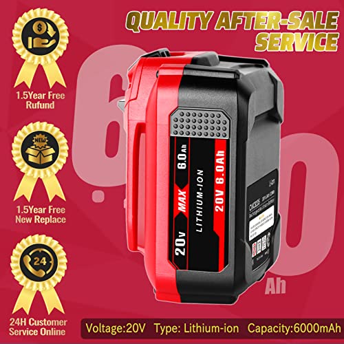 Image of 【Upgrade】 2Pack 6.0Ah 20V Replacement Battery for V20 Craftsman 20V Battery MAX CMCB204 CMCB202 CMCB201 CMCD700C1 CMCS500B (All of V20 Cordless Tool Series) High Capacity
