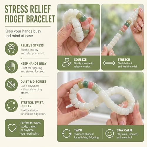Image of Frodete Bodhi Fidget Bracelet Seed Stretch Anxiety Relief Healing Jewelry
