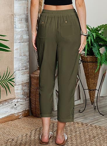 Image of Acelitt Women Casual Lightweight Drawstring Elastic Waist Pants with Pockets, S-XXL