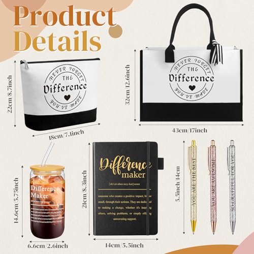 Image of Funnymoom 7 Pcs Difference Maker Gift Thank You Gifts for Women Employee Appreciation Gifts Set for Graduation Teacher Nurse
