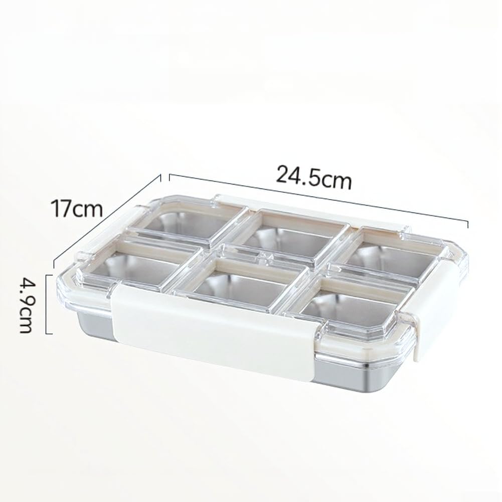 Recipiente para acero inoxidable 6 compartimentos reutilizable para picnic oficina escuela lonchera portátil hermética 24.5x17x4.9cm(Double)