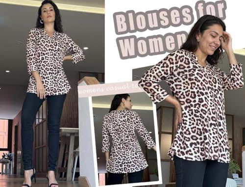 Image of Zeagoo Womens 3 /4 Length Sleeve Tops V Neck Tunic Dressy Casual Blouse