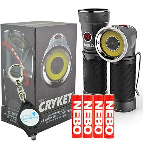 NEBO Cryket 250 Lumen Flashlight Work Light Spotlight with Lumintrail Keychain Light