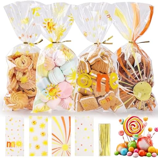 WD&CD Bolsas de Regalo, 100 Piezas Bolsitas para Regalos, 4 Estilos Amarillo Bolsas Día de Cumpleaños Dulces Fiesta Galletas para Celebración Boda | Ya disponible en tu tienda friki favorita! En mundofriki.es!