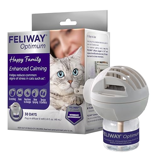 FELIWAY® Optimum 30 Day Cat Calming Plug In Pheromone Diffuser Starter Kit, 48ml - Helps Reduce...