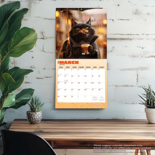 Caffeine Cats | 2026 12 x 24 Inch (Hanging) Monthly Square Wall Calendar | Plastic-Free | BrownTrout | Pets Funny Animals Feline - image 5
