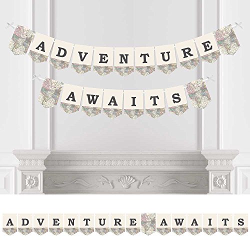 Big Dot of Happiness World Awaits - Travel Themed Party Bunting Banner - Map Party Decorations - Adv - //coolthings.us