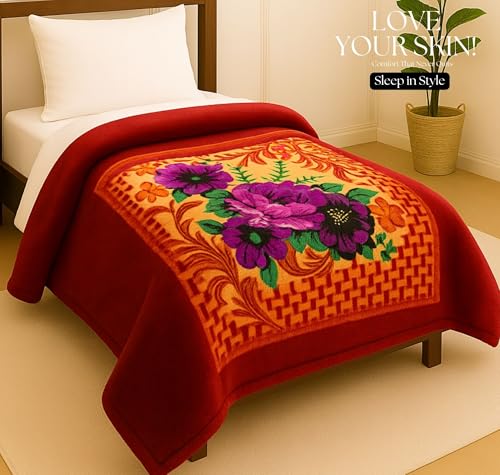 Image of HOMEKART Premium Mink Blanket for Single Bed | Super Soft Cloudy Printed All Season Blanket | Ultra-Soft & Cozy Single Ply | 152 x 228 cm| TC 280 (Pack of 1) (Rust)