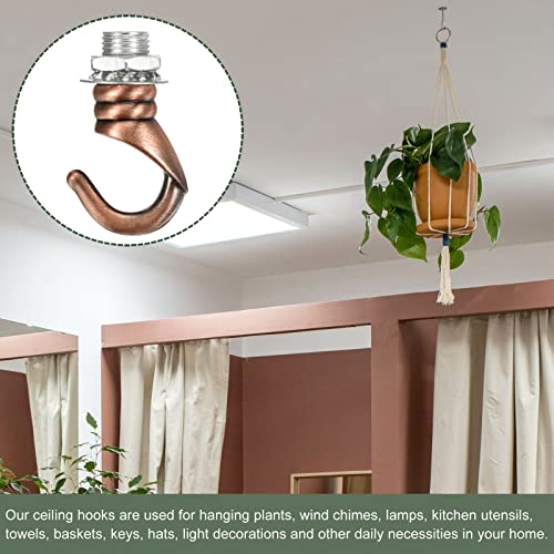 Image of YOKIVE 2 Pcs Alloy M10 Ceiling Hook, Electroplate Pendant Fixtures Hanger | Hanging Chandelier Light, Great for Home (Red Bronze, 0.91x1.22-Inch)