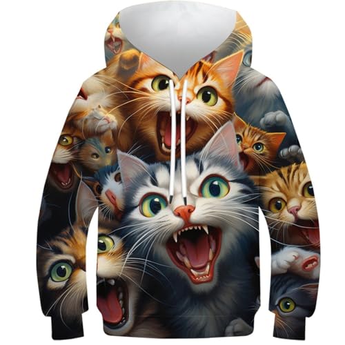 Sweatshirt à manches longues chat 3D hoodie fille garçon 11-13Y