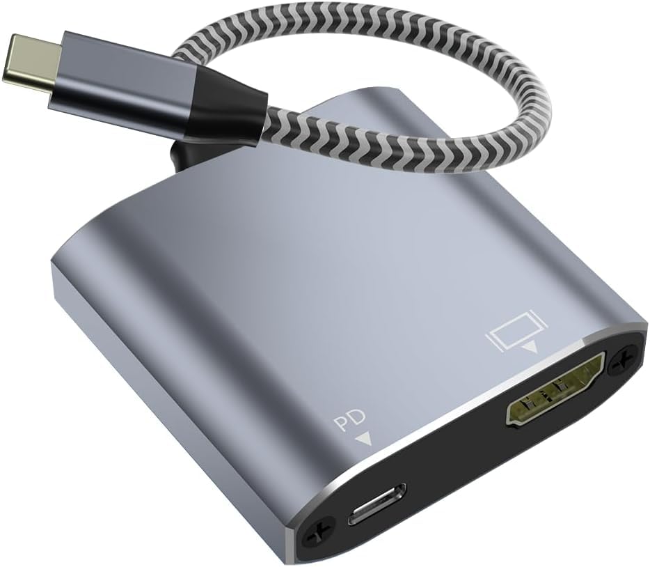 USB C to HDMI Adapter, 4K USB Type-C to HDMI Adapter with PD Charging [Thunderbolt 4/3Compatible] Compatible for iPhone 15/15Pro/15ProMax, MacBook Air