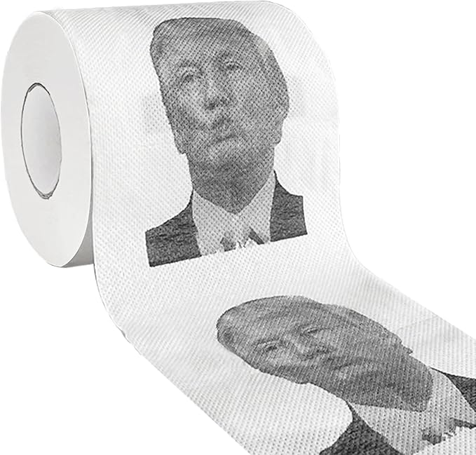 President Toilet Paper, Funny Novelty Gag Gift, Prank Gift for White Elephant Exchange, Christmas Stocking Stuffer, Birthday, 1 Roll, 3 Ply, 300 Sheets