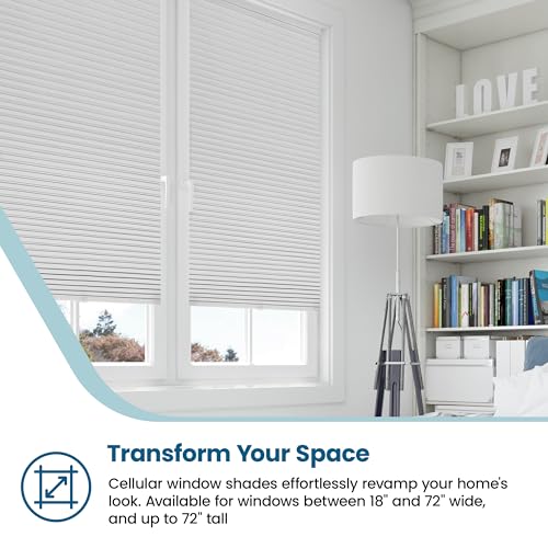 BlindsAvenue Cellular Honeycomb Cordless Shade, 9/16" Single Cell, Blackout, Cotton White, Size: 45.5" W x 72" H