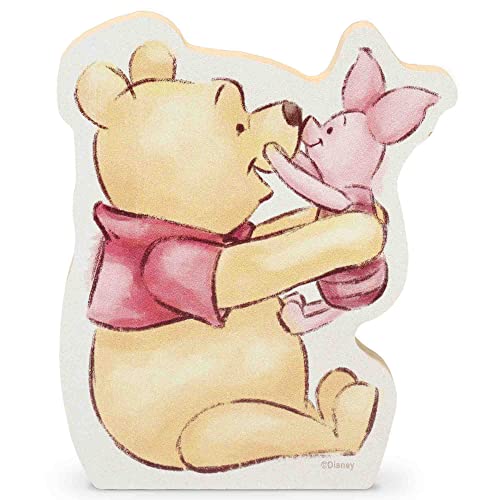 Image of Disney Winnie the Pooh and Piglet Playful Shelf Sitter Decor | Chunky Wood Block Decoration for Home or Office