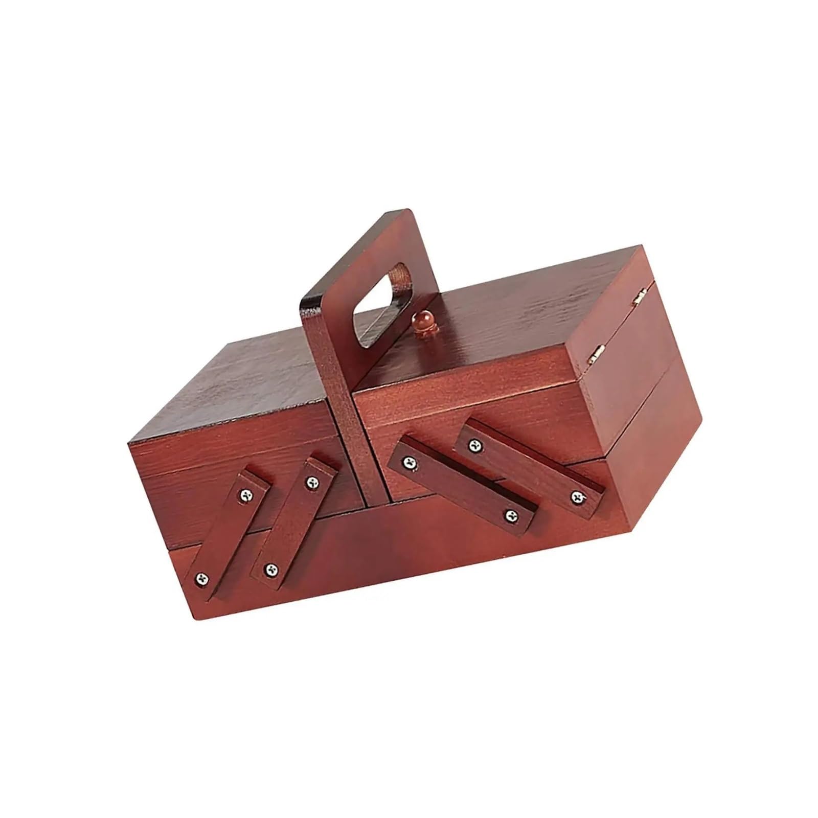 Sewing Box Baskets Foldable Needles Thread Scissors Sew Basket Jewelry Boxes for Home(Red)