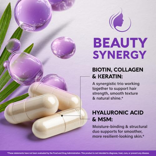 Image of Biotin, Collagen, Hyaluronic Acid & Keratin - Hair Growth Support, 120 Caps