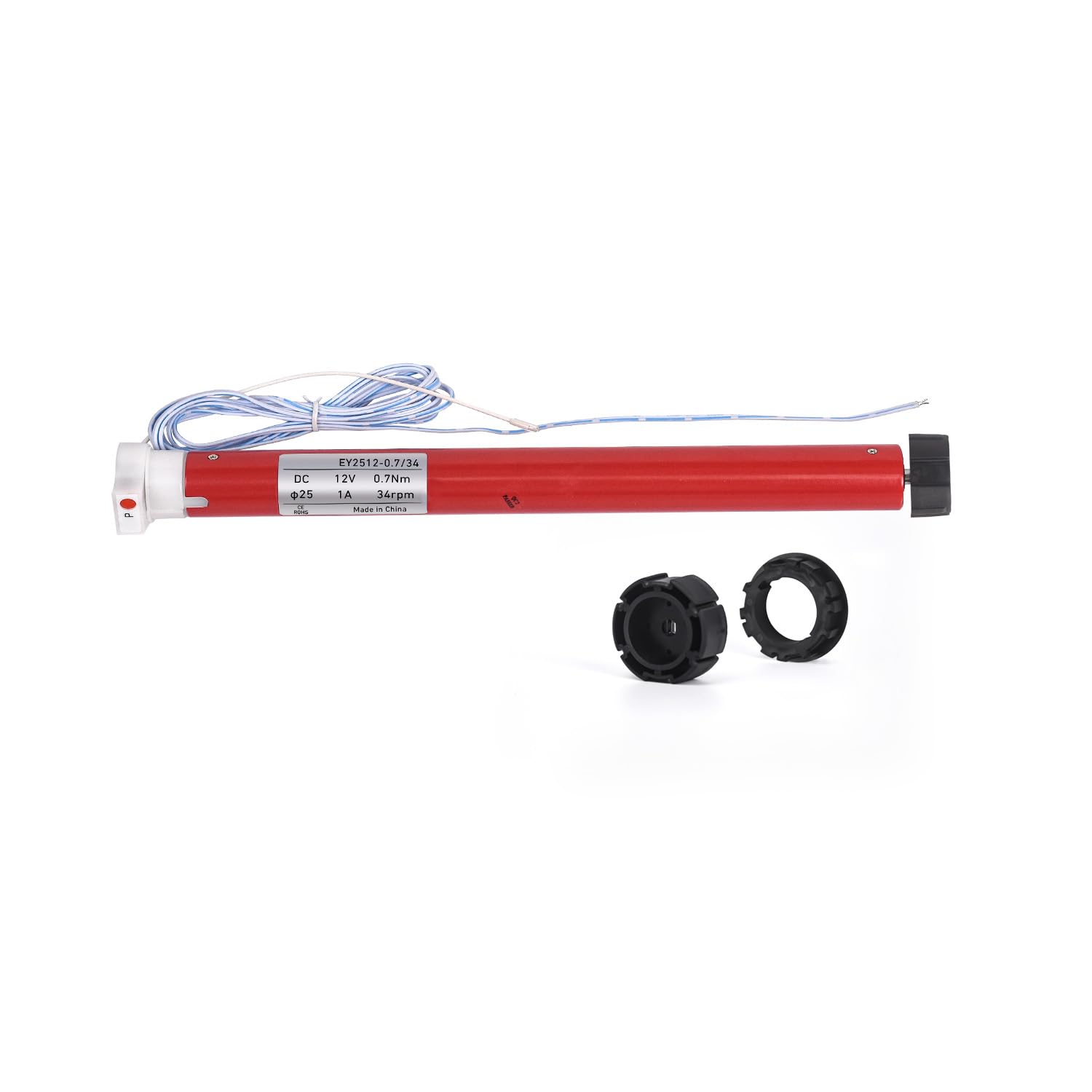 Rollerhouse Motore cieco da 45 mm - Motore a tubo ombreggiante da 12 V con telecomando - Compatibile con tubi da 45 mm, alimentazione con alimentatore DC 12V 2A