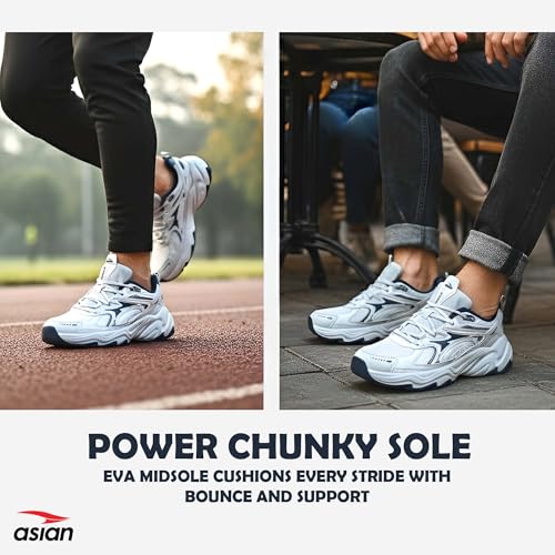 Image of ASIAN Dominator-04 Sneakers for Men | Chunky Stylish Shoes with Premium Comfort, High Grip, Memory Foam Sole & Trendy Design | Ideal, Gym & Travel
