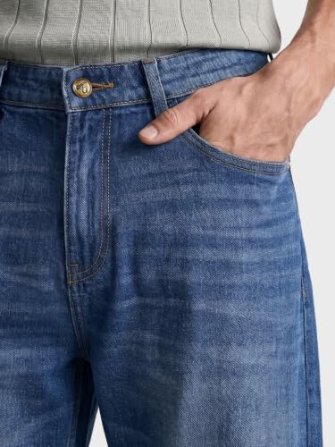 Image of The Indian Garage Co Men Bootcut Loose Fit Solid Mid-Rise Jeans