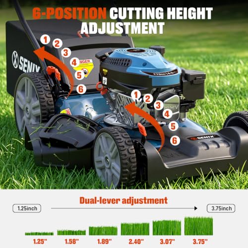 Image of SENIX 21 in Self Propelled Gas Lawn Mower, 170 cc 4-Cycle Mower