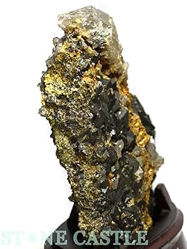 Amazon.co.jp: ☆高級一点物☆【原石】石英黄鉄鉱共生鉱 (台付