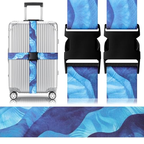 Image of Gutsdoor Luggage Straps for Suitcases Adjustable Travel Belt, Connector Holds Suitcase Bright Colorful Identifiers Travel Bag Accessories (Sky Blue)