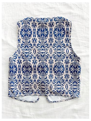 OYOANGLE Women's Plus Size Boho Floral Print Tie Front Vest Tank Top Vintage V Neck Sleeveless Crop Tops Waistcoat2