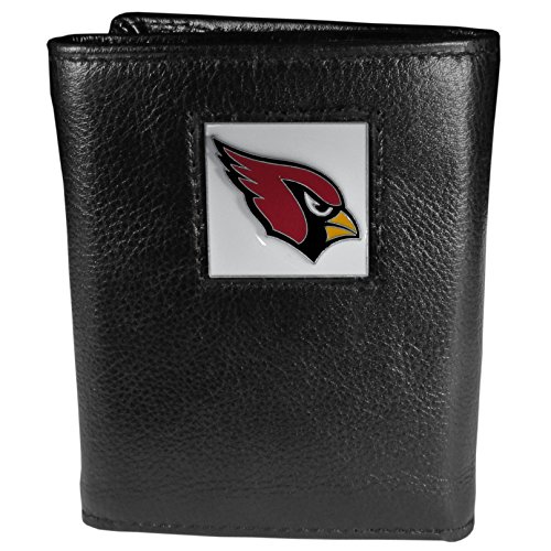 NFL Siskiyou Sports Mens Arizona Cardinals Deluxe Leather Tri-fold Wallet Packaged in Gift Box One Size Black